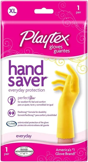 PLAYTEX HandSaver Rubber Gloves for Kitchen and Household Cleaning (10 Pairs), XL