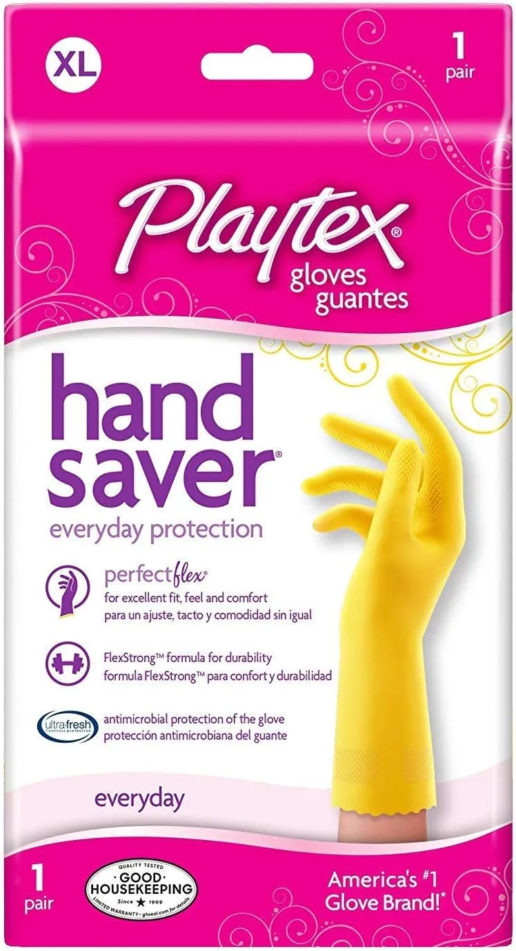PLAYTEX HandSaver Rubber Gloves for Kitchen and Household Cleaning (10 Pairs), XL