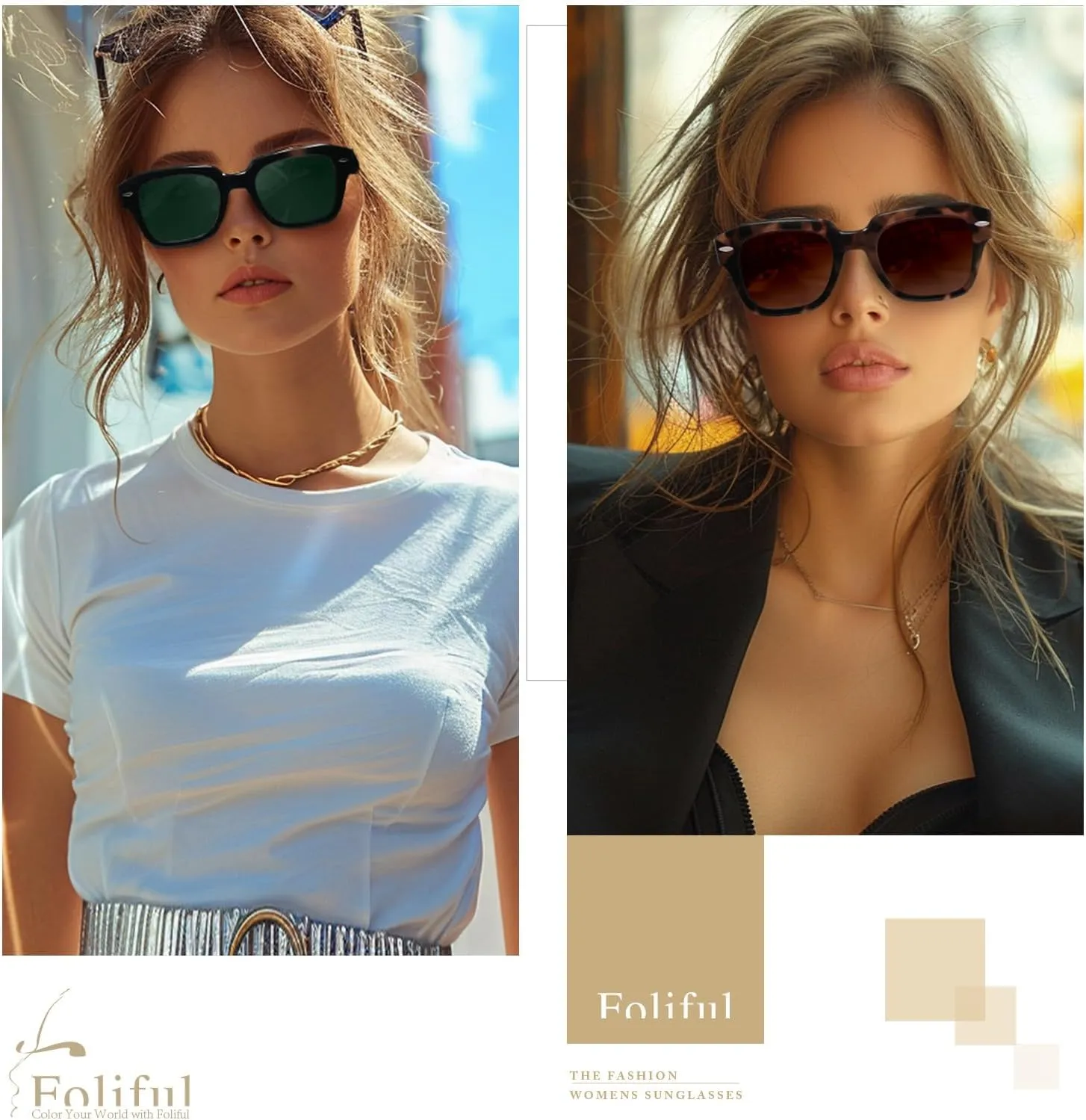 Polarized Sunglasses Womens Classic Retro Square Shape Sunglasses for Women Men Driving Fishing UV Protection