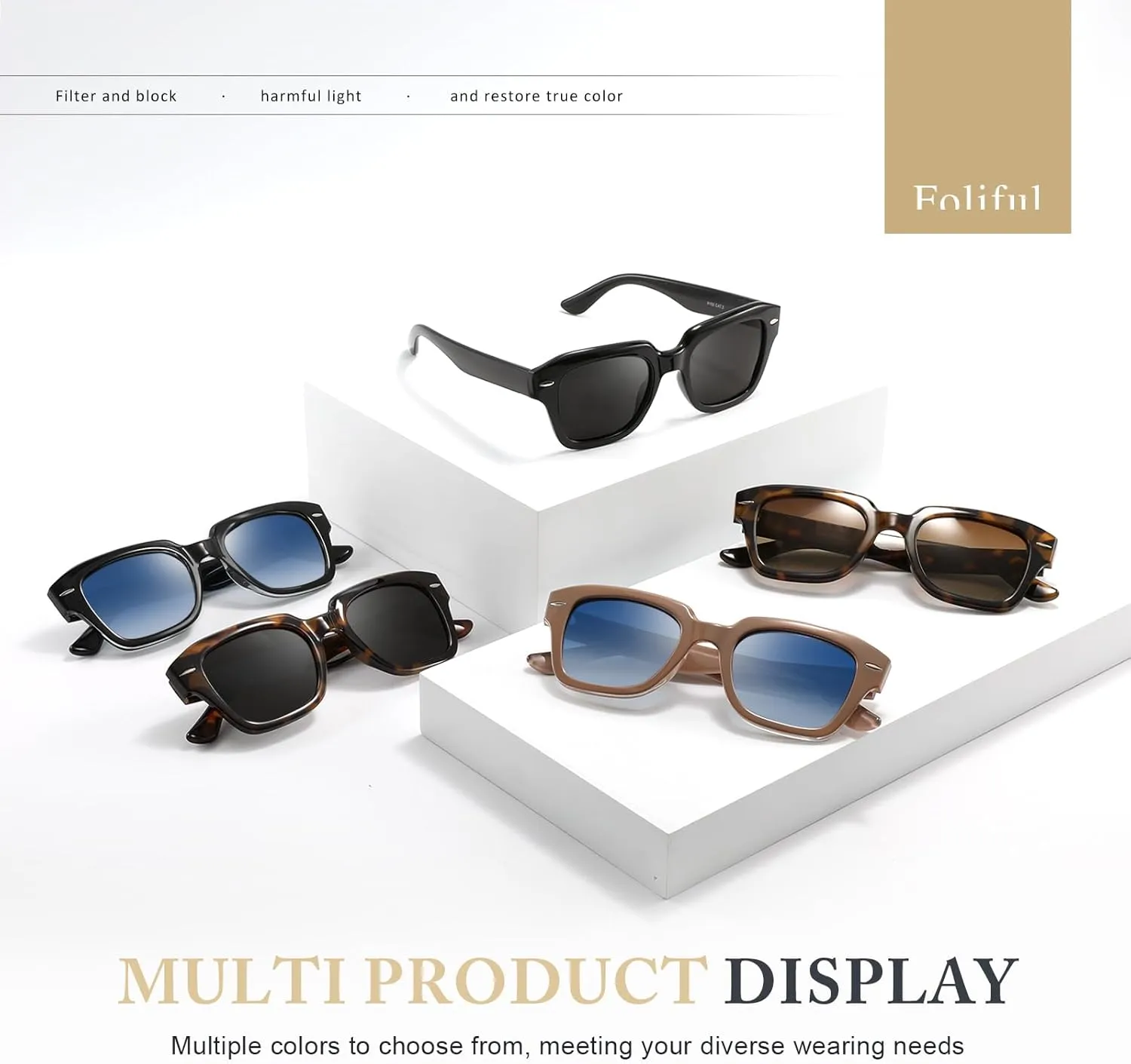 Polarized Sunglasses Womens Classic Retro Square Shape Sunglasses for Women Men Driving Fishing UV Protection