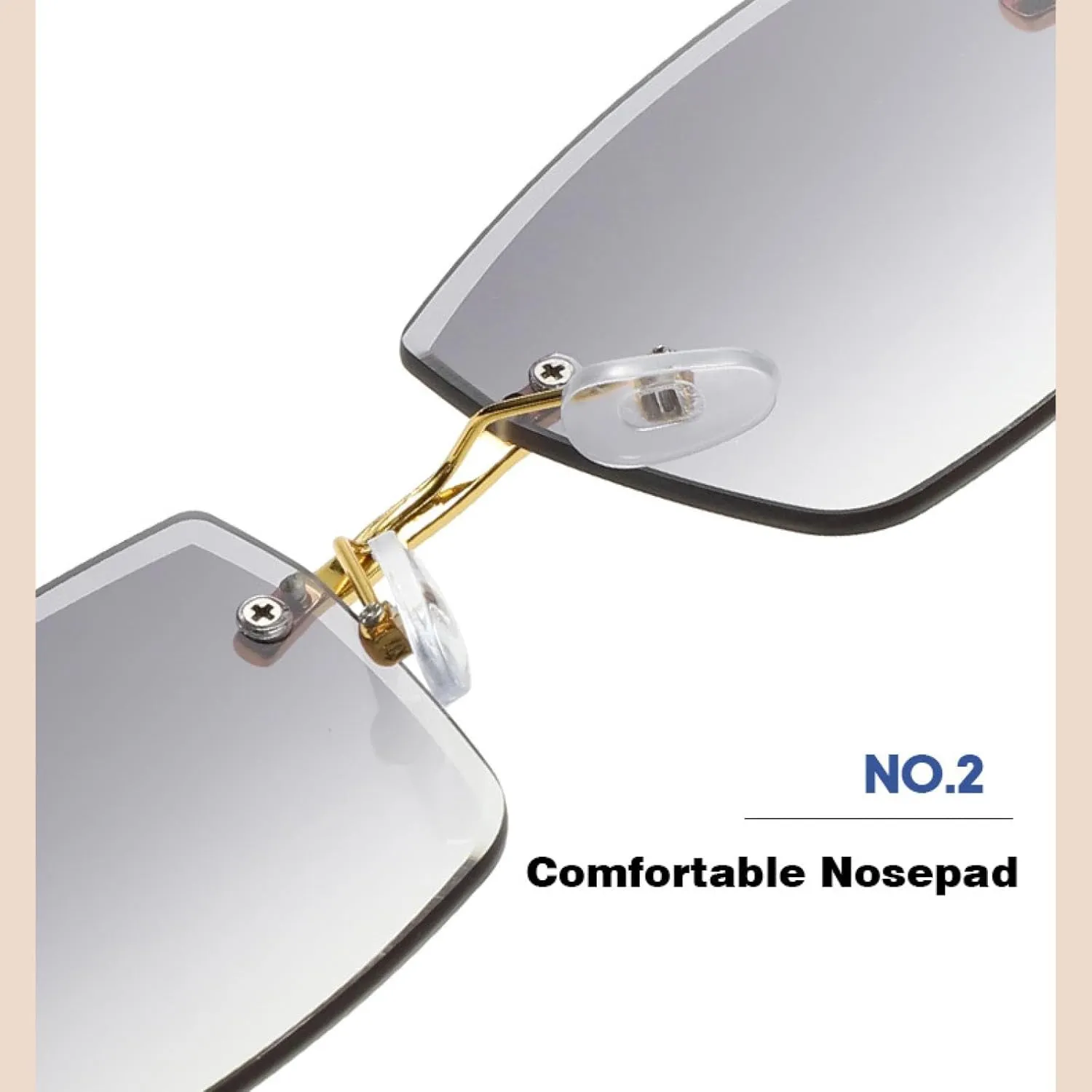 Polygon Rimless Sunglasses Women Retro Decoration Clear Ocean Lens Eyewear Men Sun Glasses Uv400 Shades