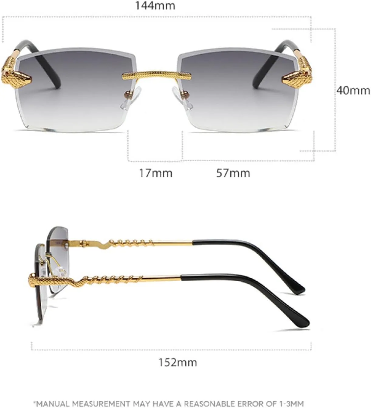 Polygon Rimless Sunglasses Women Retro Decoration Clear Ocean Lens Eyewear Men Sun Glasses Uv400 Shades
