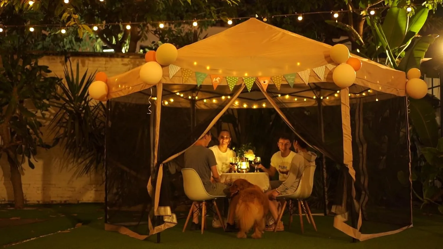 Pop up Screened Canopy Tent with Mosquito Netting, Portable Easy up Outdoor Screen House Shelter Fully Sealed for Patio, Camping and Picnic, Includes Wheeled Carry Bag (Tan, 13'x13')