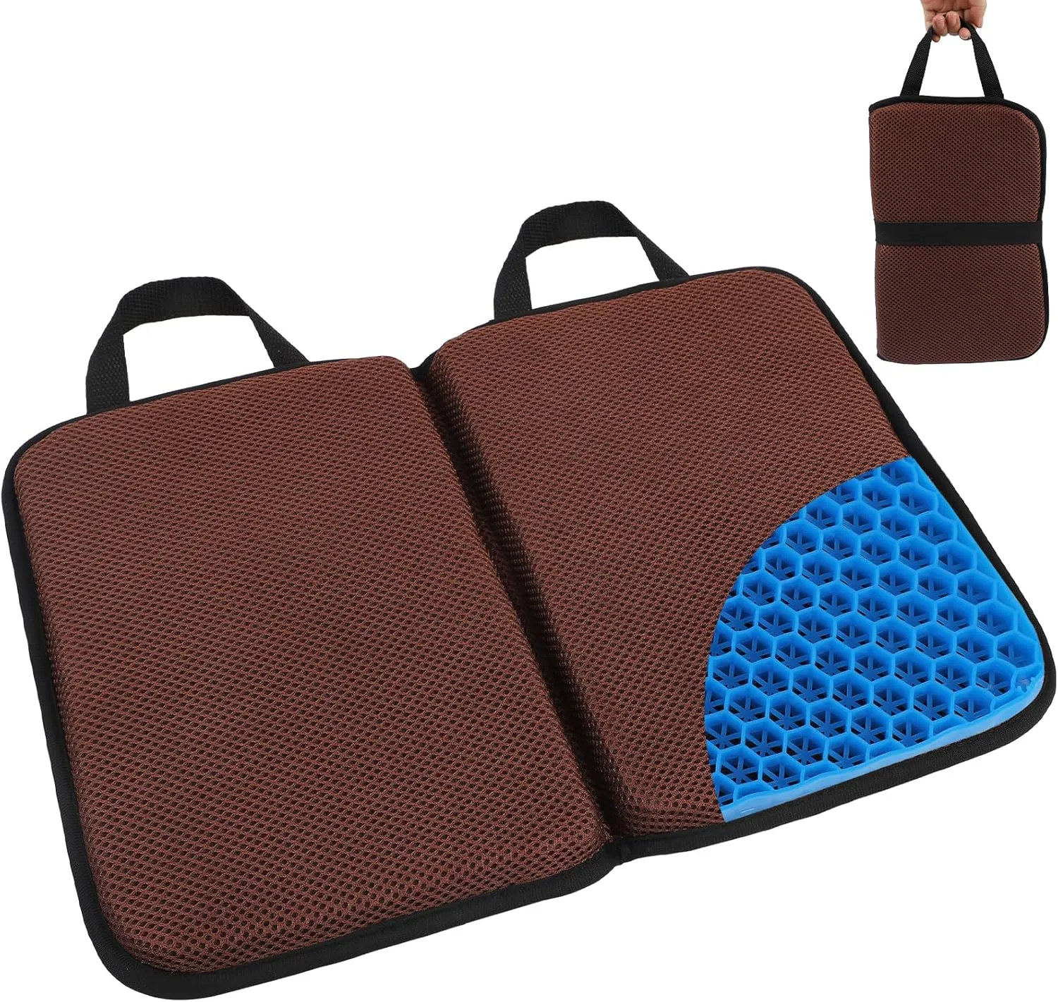 Portable Gel Seat Cushion,Travel Seat Cushion Foldable Cushion for Airplane Seats, Camping, Bleachers, Flights, Commute