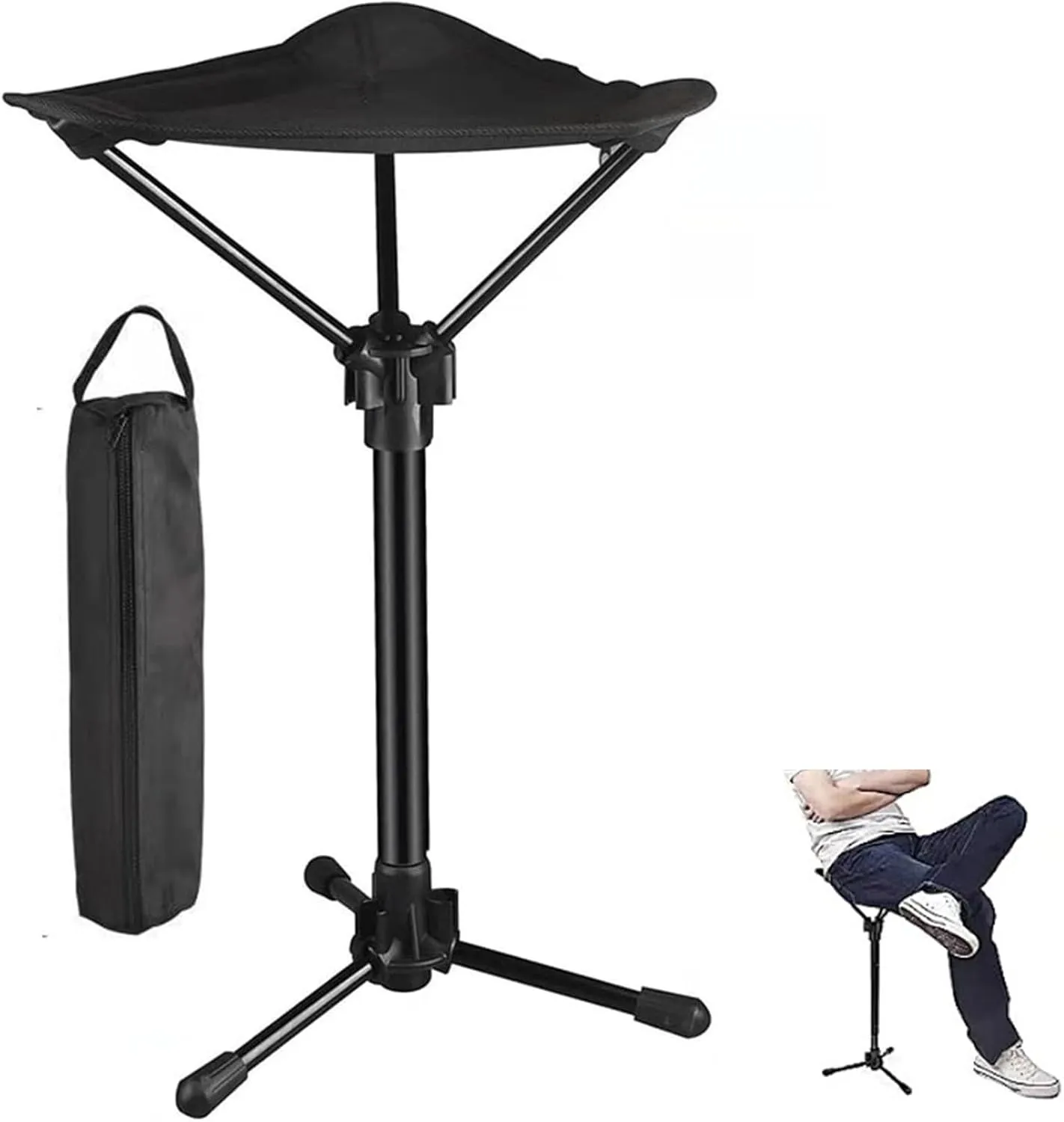 Portable Hiking Camping Stool, Camping Stool. Telescoping Camping Stool, Adjustable Folding Stool for Outdoor Waiting in Line, Hiking Travel with Carry Bag