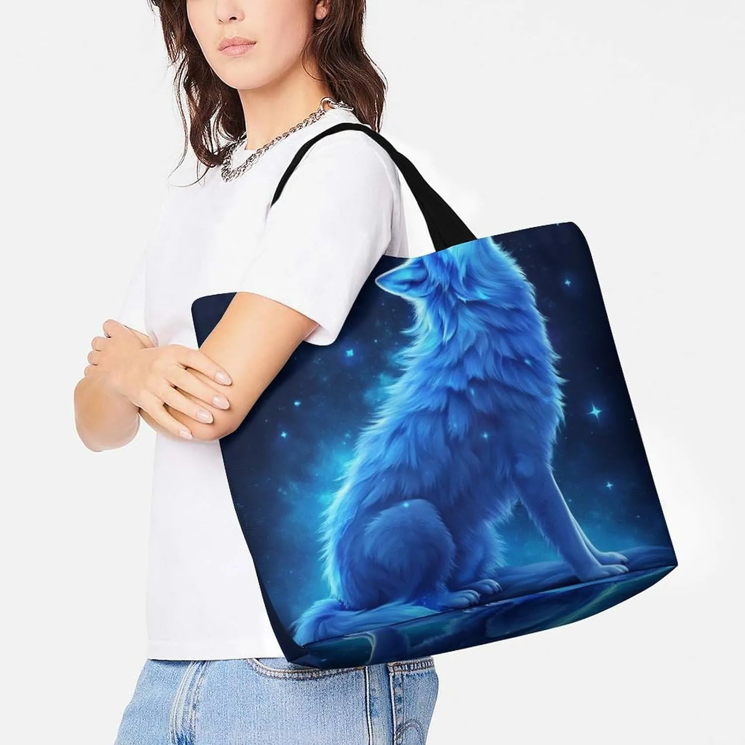 Portable Large Tote Bag for Women, Reusable Grocery Shoulder Bag Multipurpose Shopping Bags