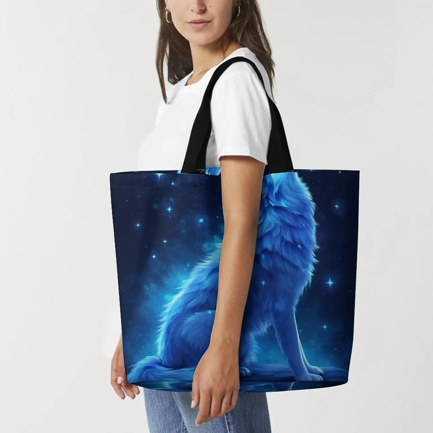 Portable Large Tote Bag for Women, Reusable Grocery Shoulder Bag Multipurpose Shopping Bags