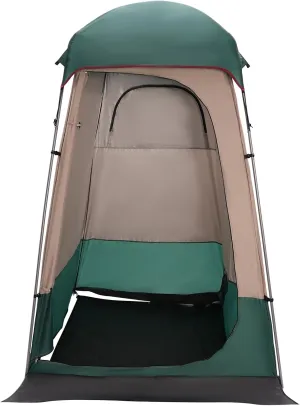 Portable Shower Tent, Cabin Style, 1 Person, Dark Green, 63" x 94.5", Waterproof, Silver-Plated Oxford Cloth, 3 Season, Showering, Changing, Toilet, Sun Shelter