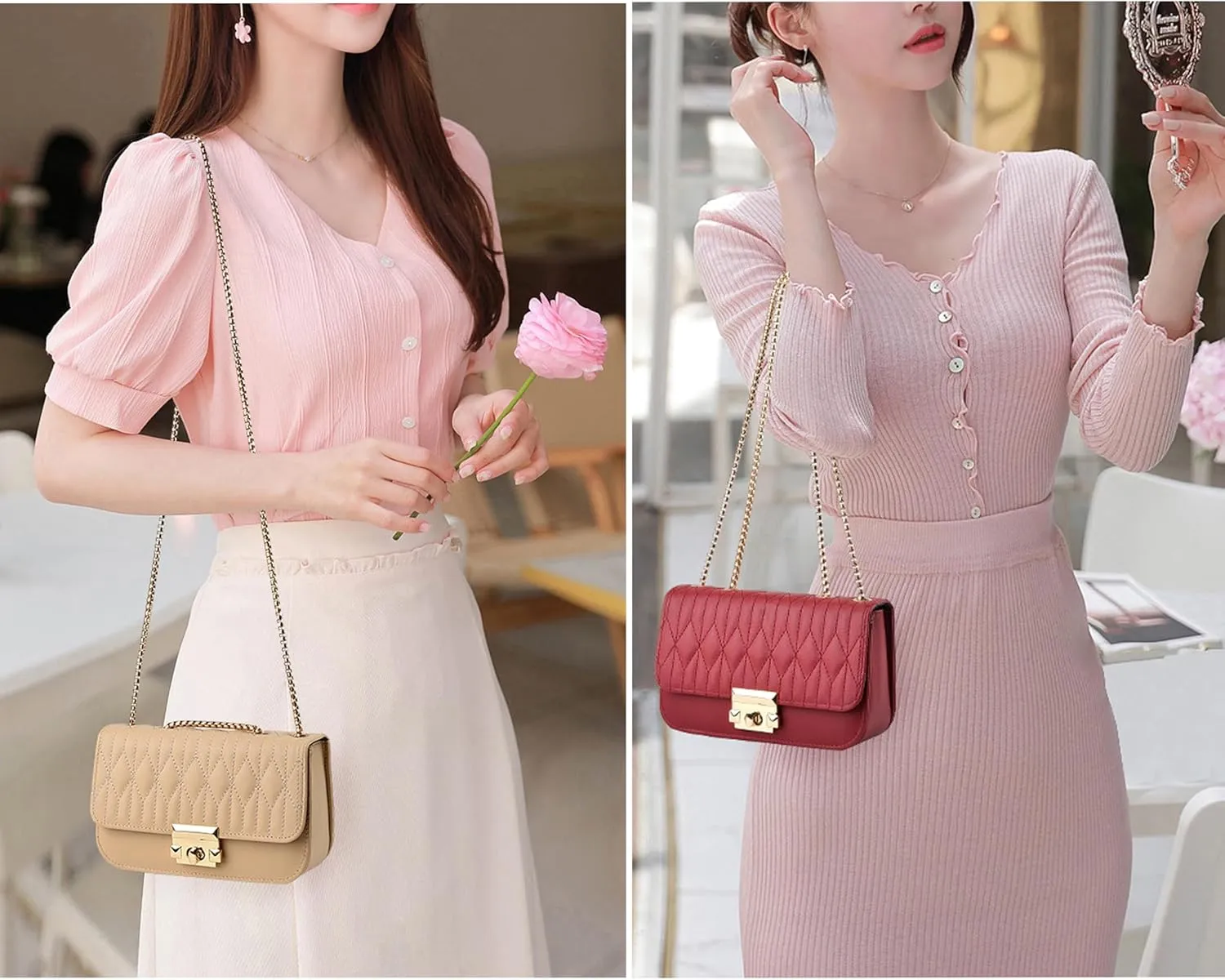PORT&LOTUS Mini Shoulder Bag for Women PU Leather Small Bags for Women Little Tote Bag Women Purses