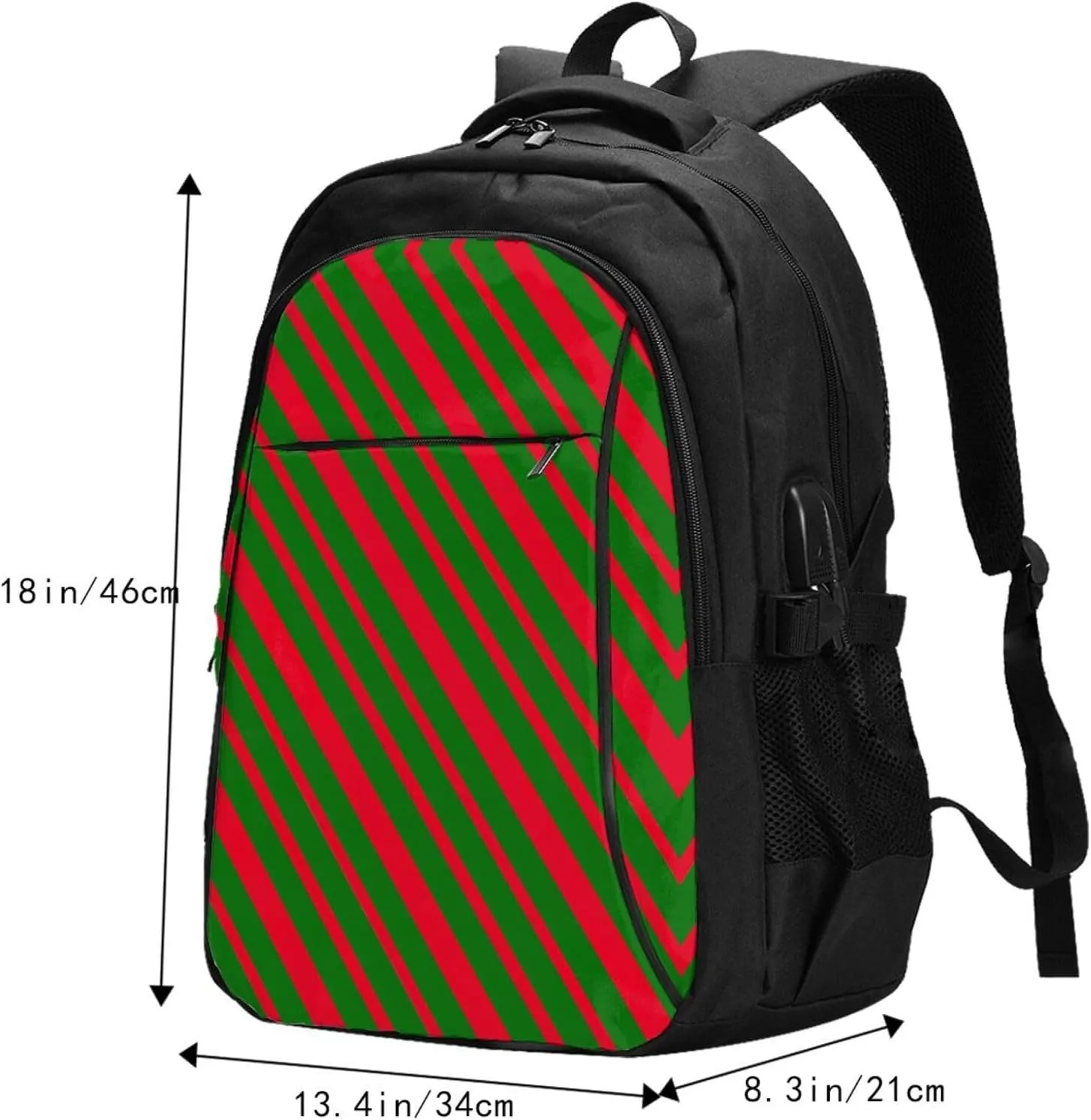 Portugal Portuguese Flag Stripe Business Laptop Backpack Travel Backpacks Outdoor Rucksack Large Bag Daypack with USB Charging Port Multi-Pocket for Hiking Camping
