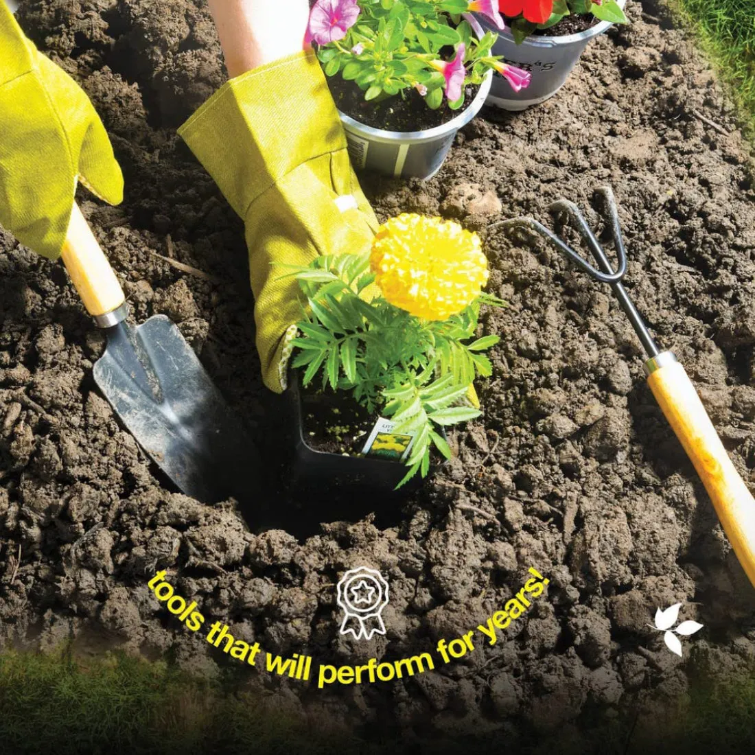 Premium Quality Mini Gardening Tools Set - 3 Pcs - Durable Metal Heads