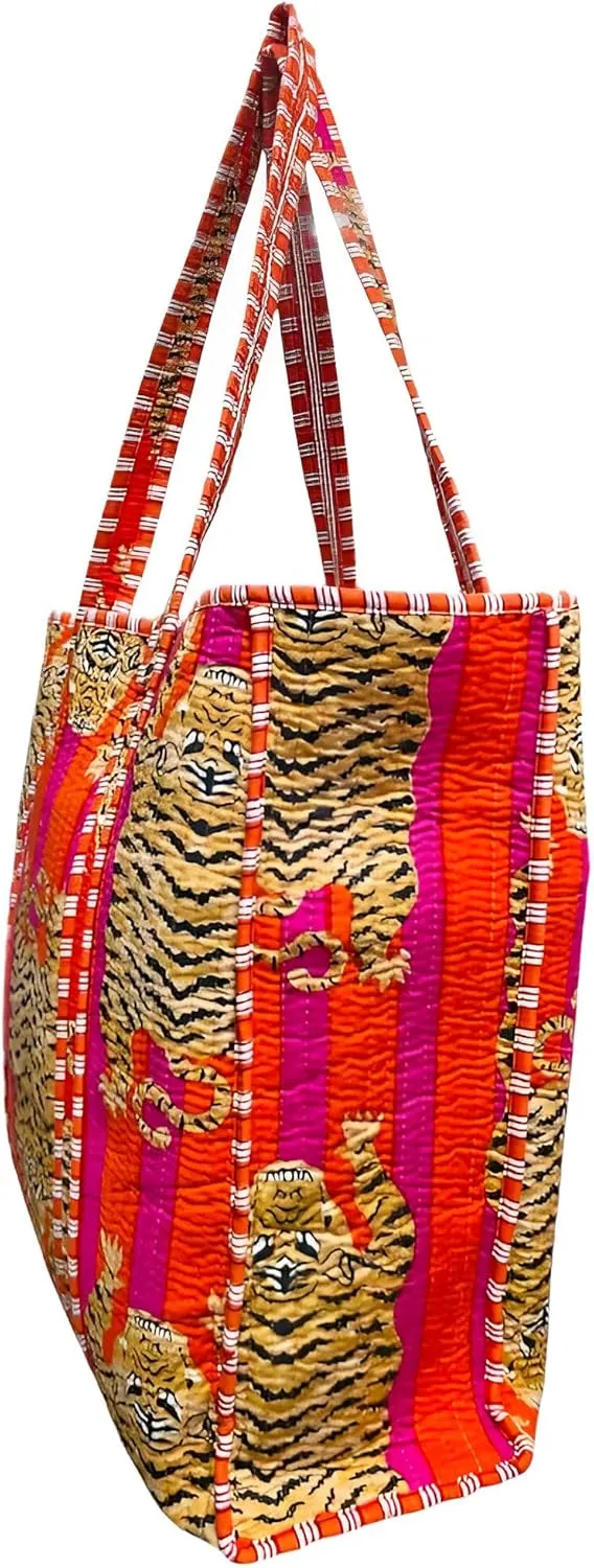 Printed Cotton Tote Bag Lightweight Travel Bag Grocery Shopping Tote Bag Handmade Boho Bag Quilted Tote Bag Market Bag