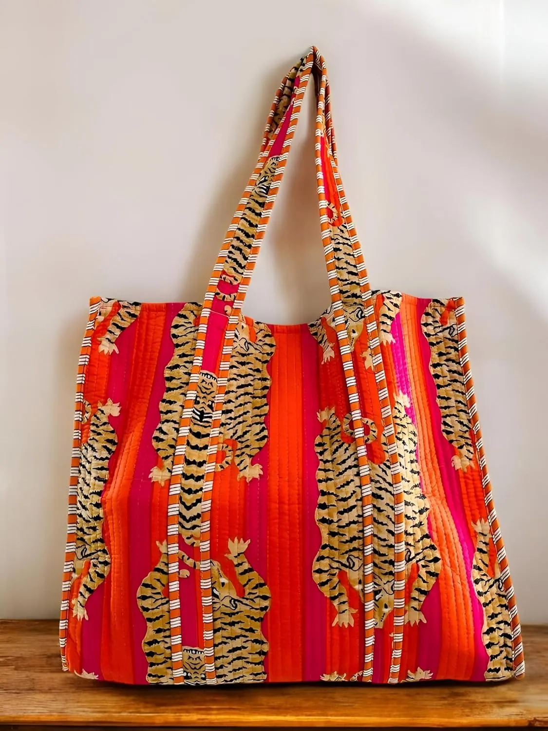 Printed Cotton Tote Bag Lightweight Travel Bag Grocery Shopping Tote Bag Handmade Boho Bag Quilted Tote Bag Market Bag