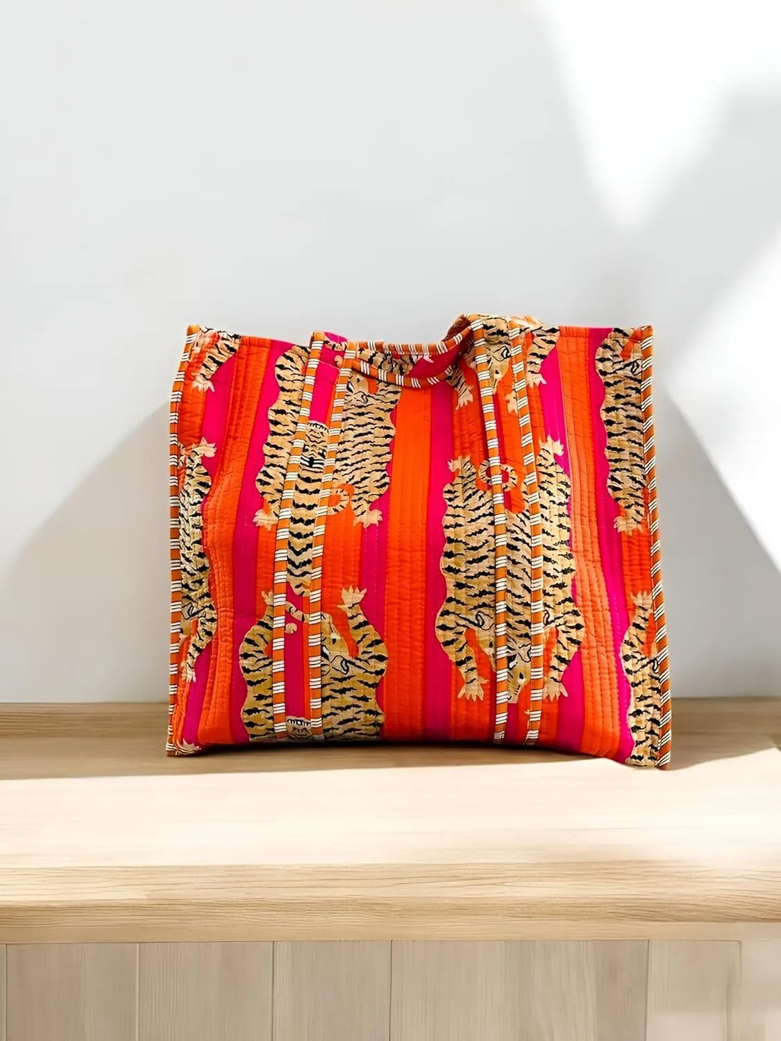 Printed Cotton Tote Bag Lightweight Travel Bag Grocery Shopping Tote Bag Handmade Boho Bag Quilted Tote Bag Market Bag