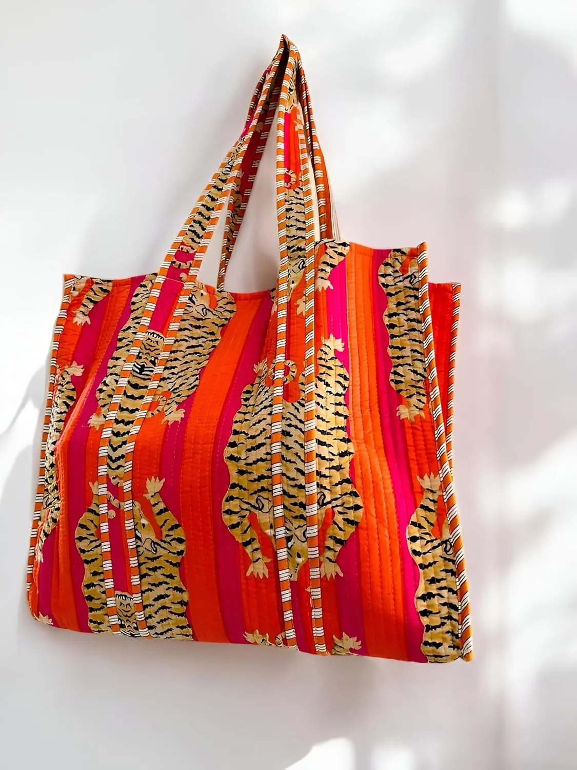 Printed Cotton Tote Bag Lightweight Travel Bag Grocery Shopping Tote Bag Handmade Boho Bag Quilted Tote Bag Market Bag