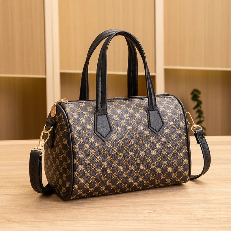 Printing Color Contrast Plaid Round Pillow Bags