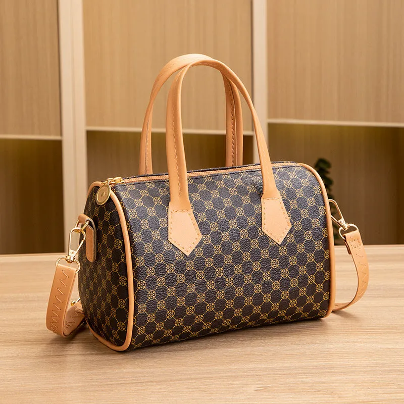 Printing Color Contrast Plaid Round Pillow Bags