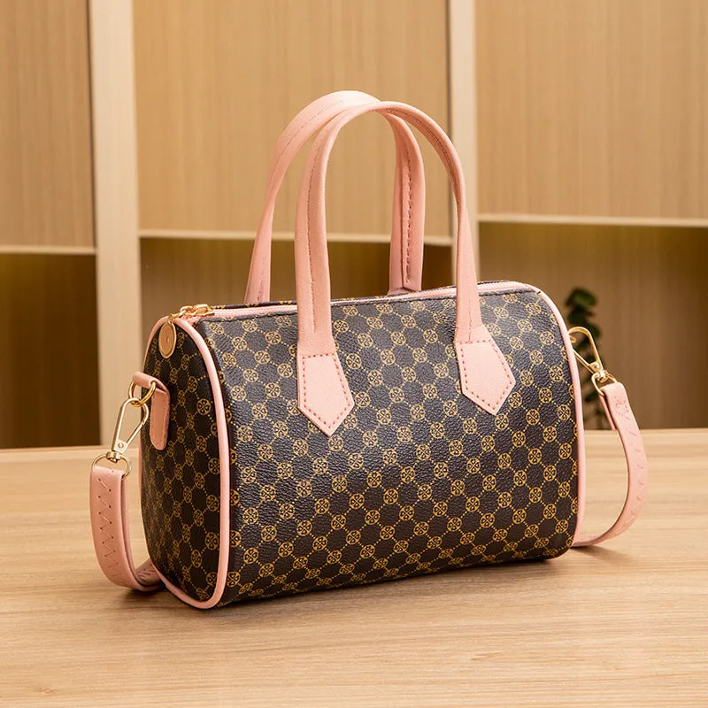 Printing Color Contrast Plaid Round Pillow Bags