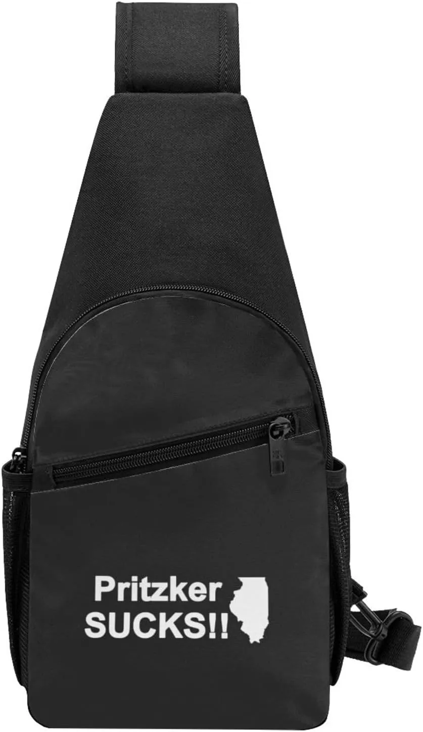 Pritzker Sucks Unisex Chest Bag Lightweight Crossbody Shoulder Bag Travel Pocket Black