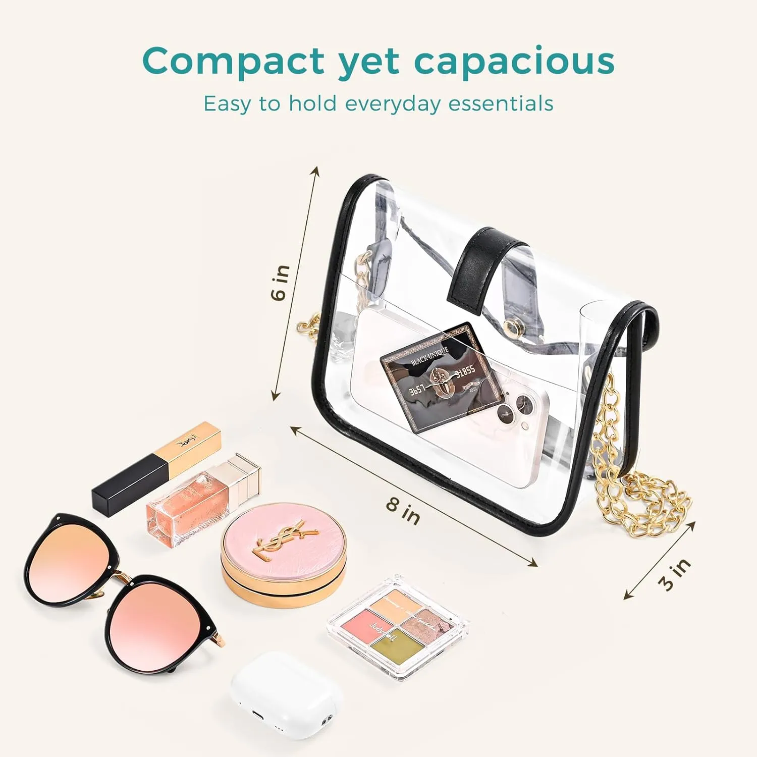 ProCase Clear Purse for Women, Crossbody Handbag Stadium Approved See Through Shoulder Bag for Concert Game Sport