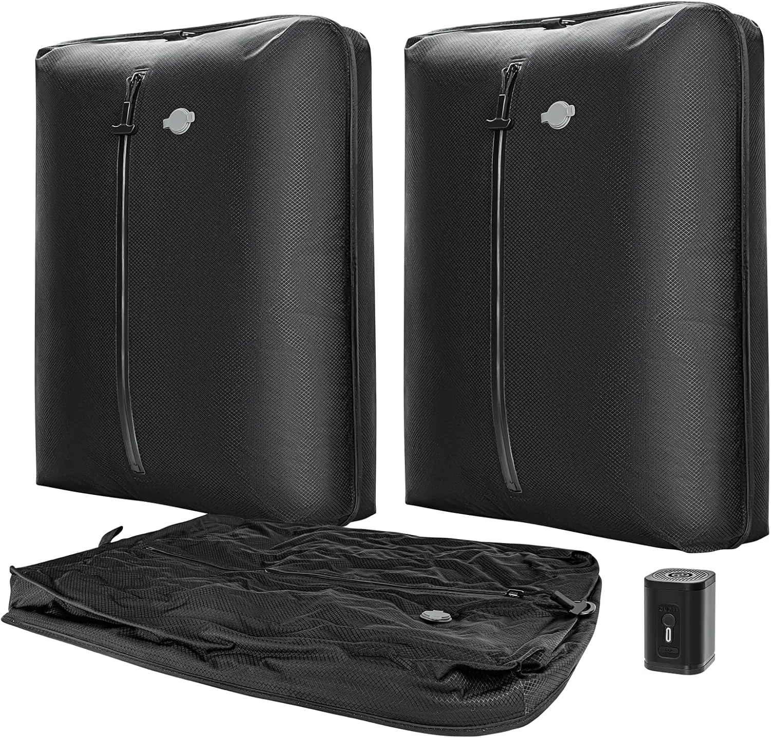 Professional Vacuum Storage Bag for Travel,Reusable Vacuum Compression Space Saving Bag with Wireless Vacuum pump,IP67 vacuum backpack travel for Clothes,Suitcase,Backpack&Carry(2pc pump)