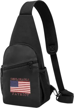 Proud Deplorable Patriot American Flag Unisex Chest Bag Lightweight Crossbody Shoulder Bag Travel Pocket