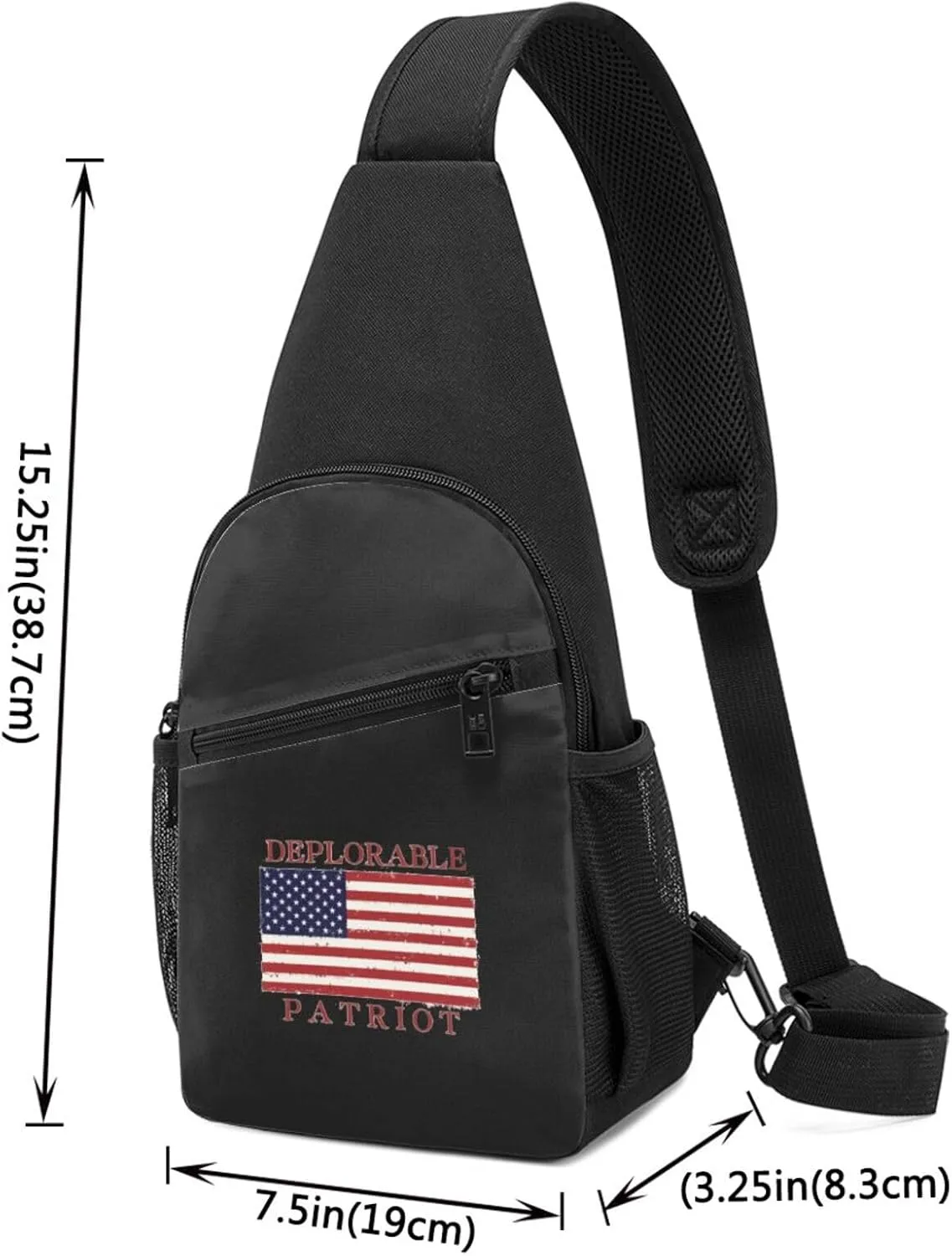 Proud Deplorable Patriot American Flag Unisex Chest Bag Lightweight Crossbody Shoulder Bag Travel Pocket
