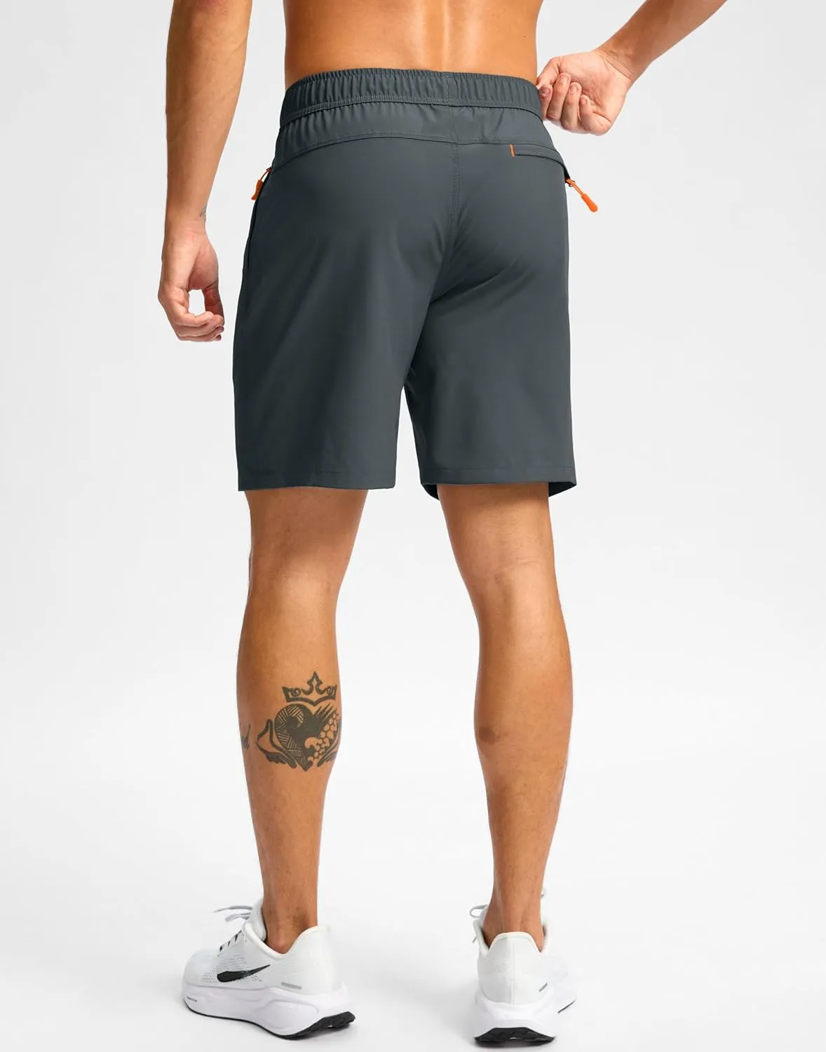 Pudolla Men's Athletic Hiking Shorts Lightweight Workout Gym Shorts for Men Outdoor Casual Travel with 3 Zipper Pockets