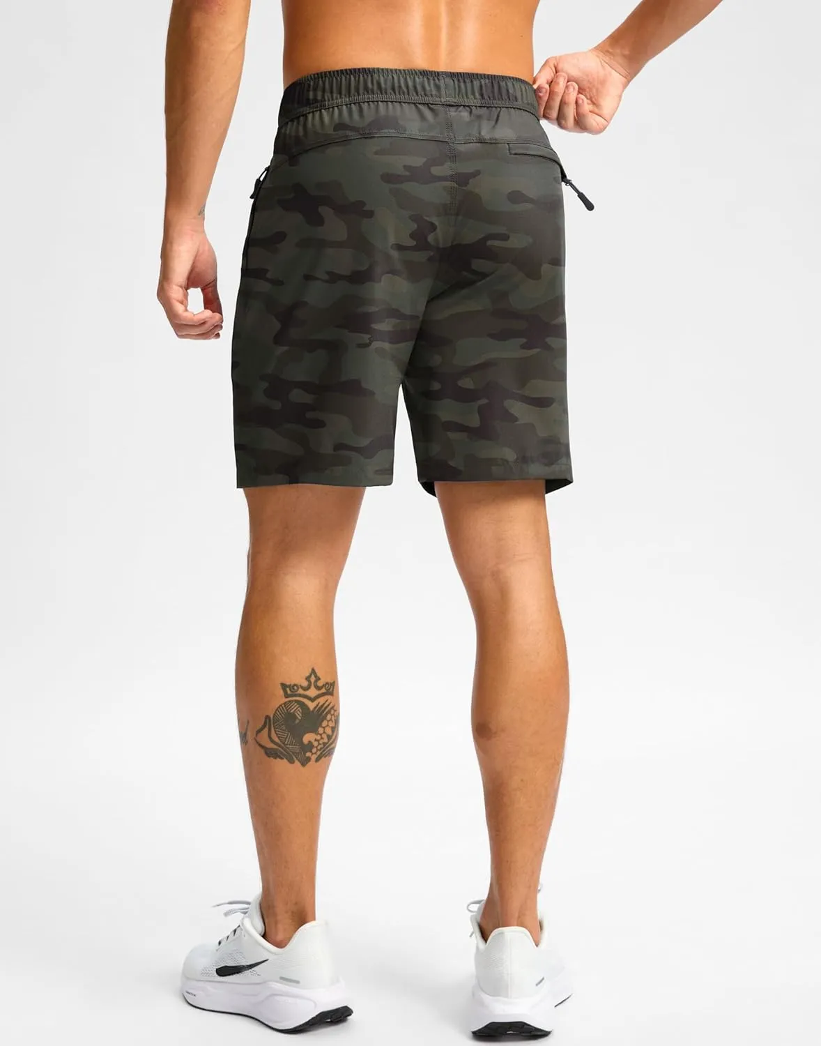 Pudolla Men's Athletic Hiking Shorts Lightweight Workout Gym Shorts for Men Outdoor Casual Travel with 3 Zipper Pockets