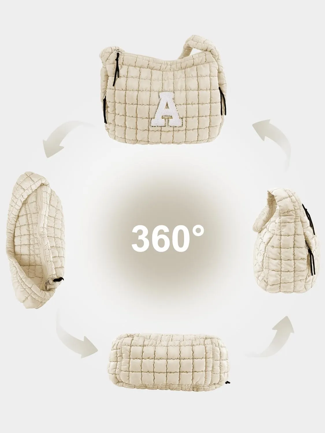 Puffer Tote Bag for Women initial Tote Bag Quilted Large Carryall Bag Puffy Cross-body Bag Hobo Handbags