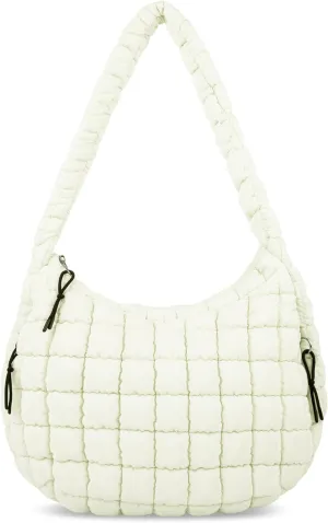 Puffer Tote Bag for Women, Large Quilted Tote Bag Puffy Crossbody Bag with Zipper, Nylon Quilted Carryall Bag Hobo Handbags