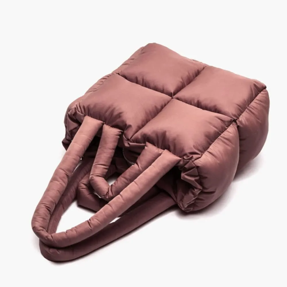 Puffer Tote Bag, Trendy Luxury Chic Quilted Large Padded Designer Handbags for Women Cotton Winter Soft Shoulder Bag