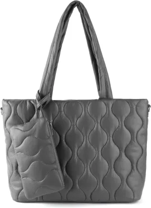 Puffer Tote Bag with zipper for Women, Large Quilted Handbags,Shoulder Bag,Top Handle Satchel for Travel,Work