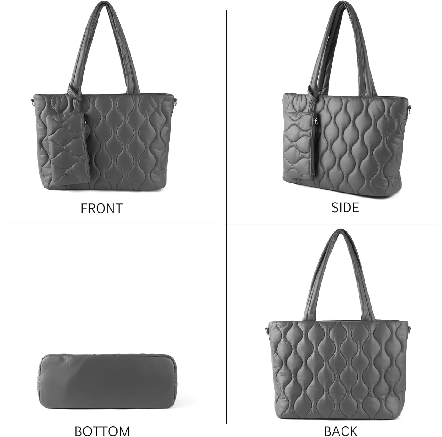 Puffer Tote Bag with zipper for Women, Large Quilted Handbags,Shoulder Bag,Top Handle Satchel for Travel,Work