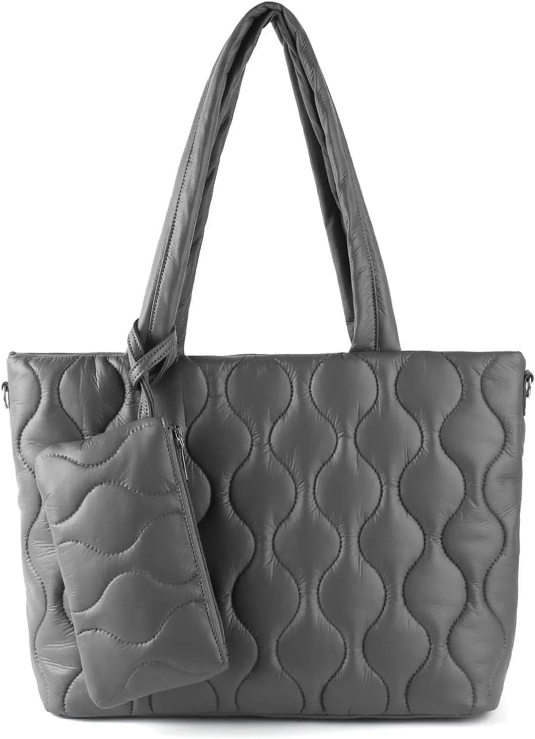 Puffer Tote Bag with zipper for Women, Large Quilted Handbags,Shoulder Bag,Top Handle Satchel for Travel,Work