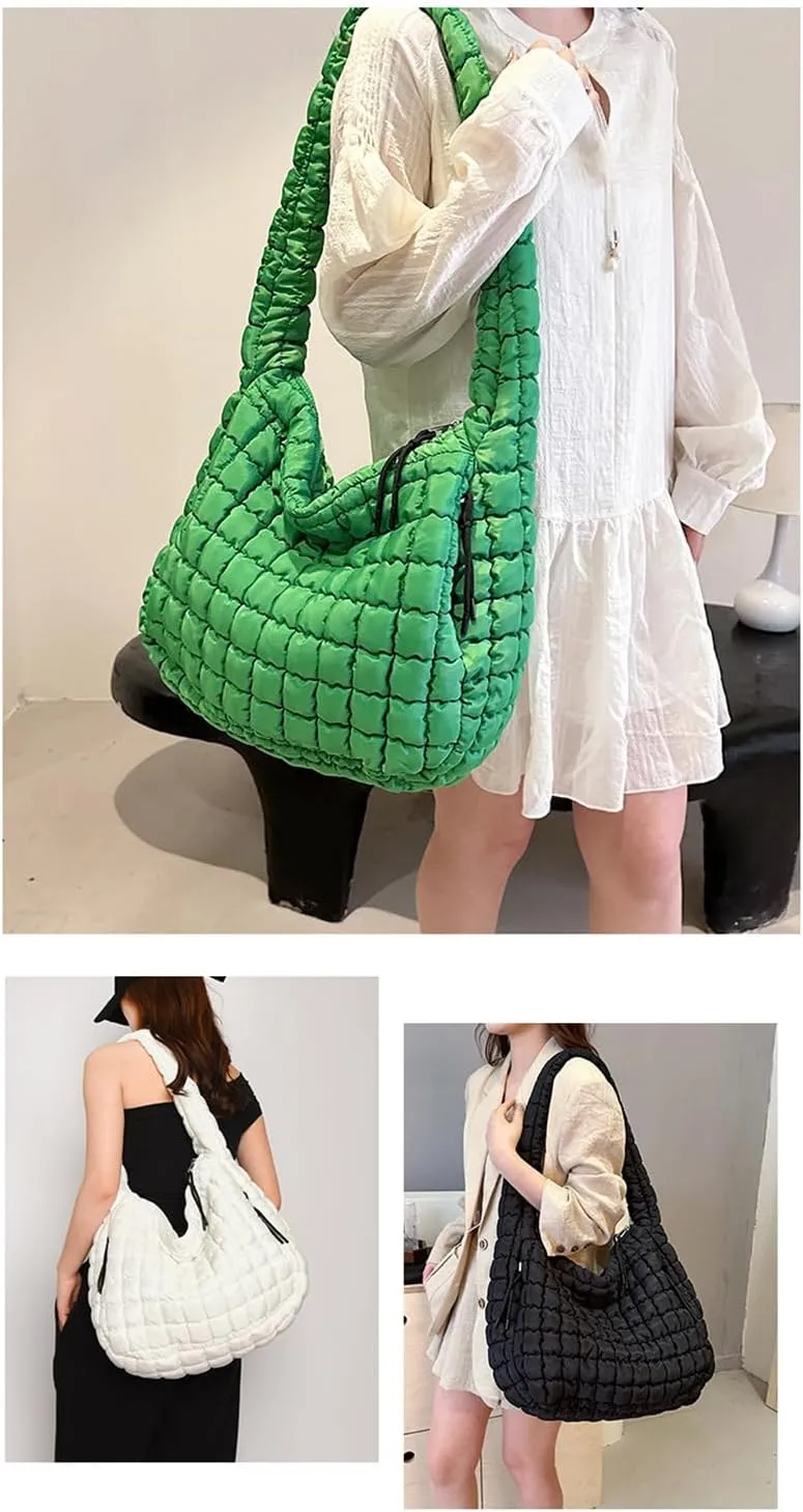 Puffer Tote Bag Women Quilted Crossbody Bag Large Shoulder Puffy 2025 Summer Beach Purse Cloud Bubble Gym Pleat Pad