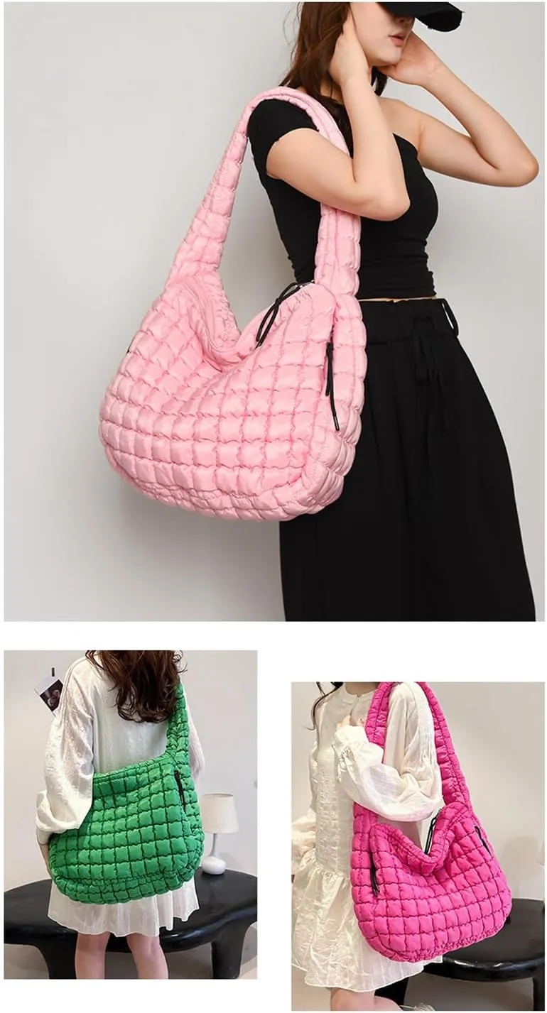 Puffer Tote Bag Women Quilted Crossbody Bag Large Shoulder Puffy 2025 Summer Beach Purse Cloud Bubble Gym Pleat Pad