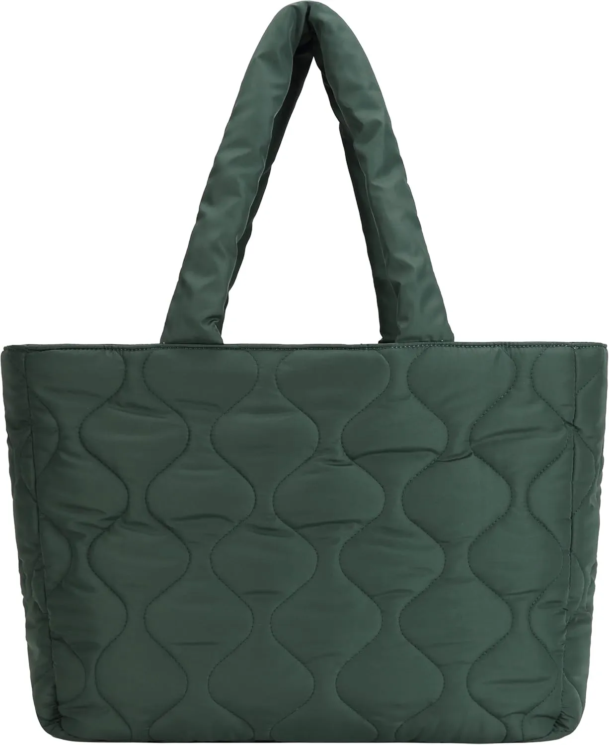 Puffy Bag for Women, Puffer Tote Bag with Zipper, Large Quilted Shoulder Travel Essentials Handbags with