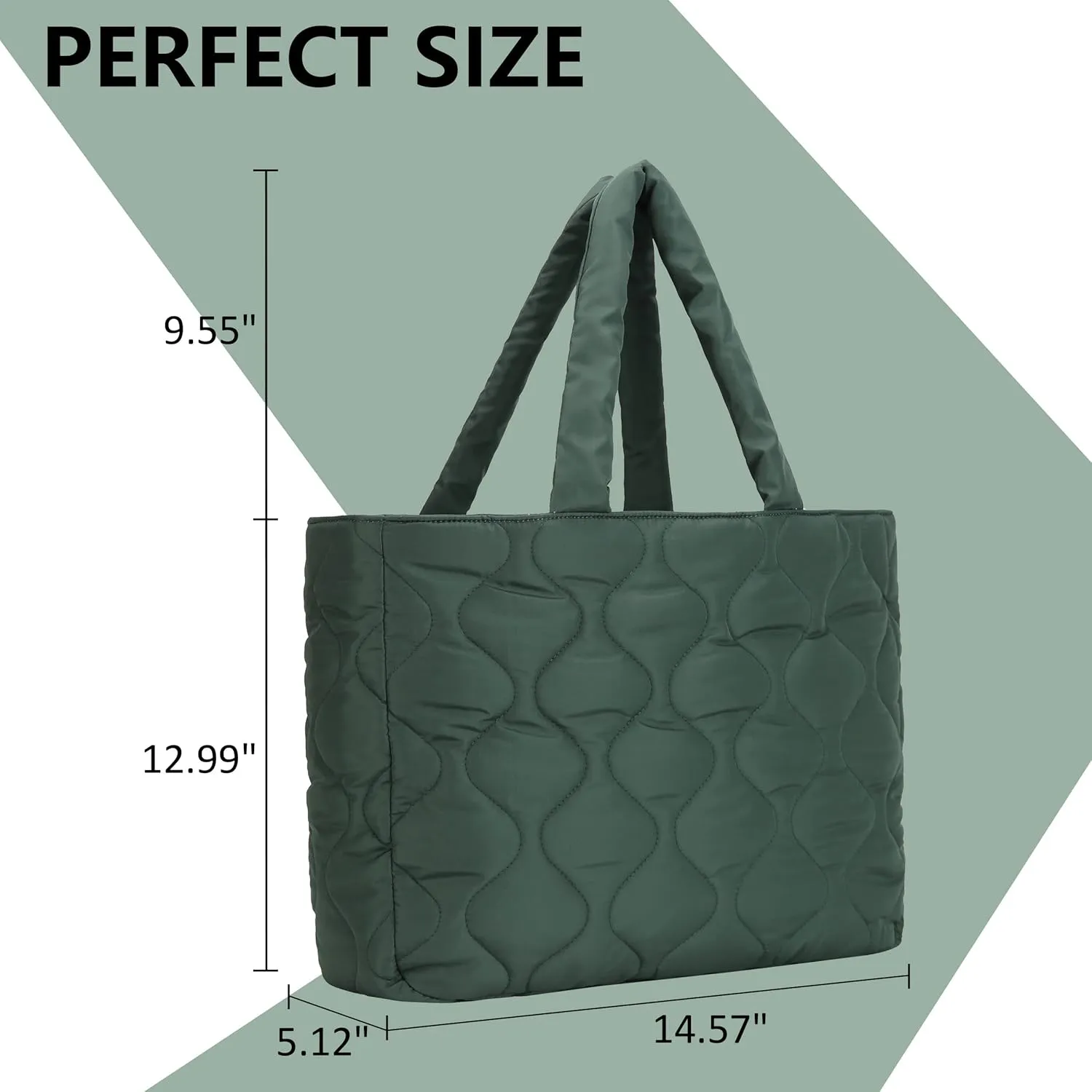Puffy Bag for Women, Puffer Tote Bag with Zipper, Large Quilted Shoulder Travel Essentials Handbags with