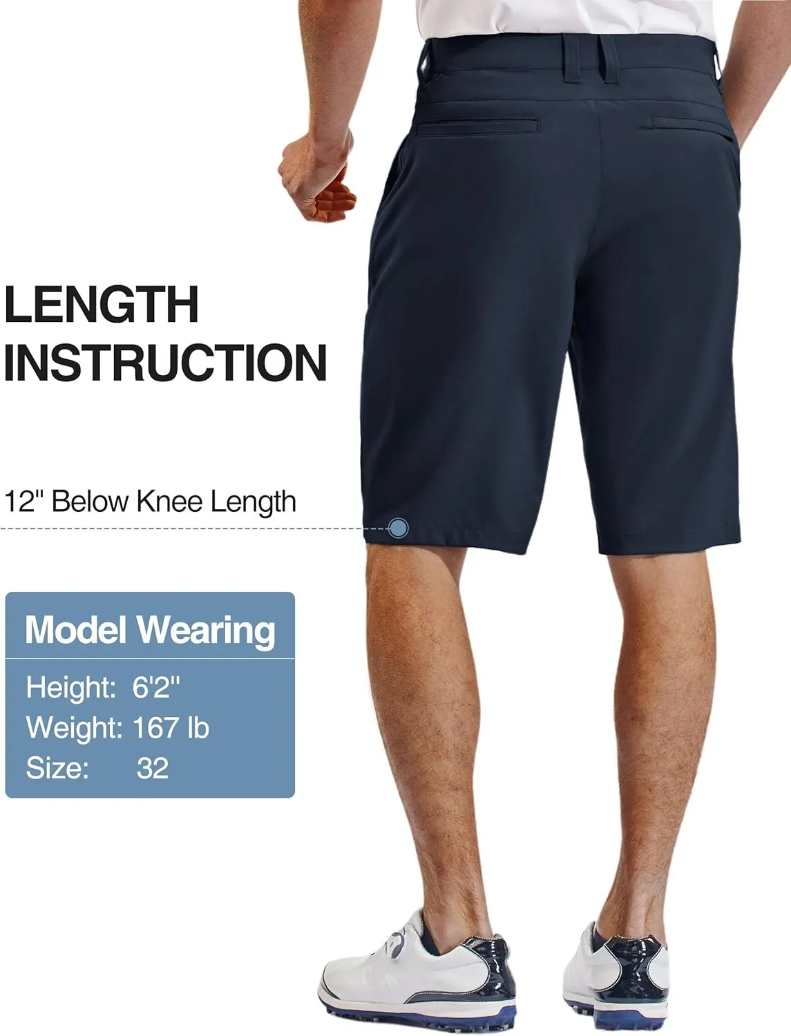 PULI Mens Golf Hiking Shorts Lightweight Casual Dress 12" Inseam Work Stretch Travel Hybrid Quick Drying with Pockets