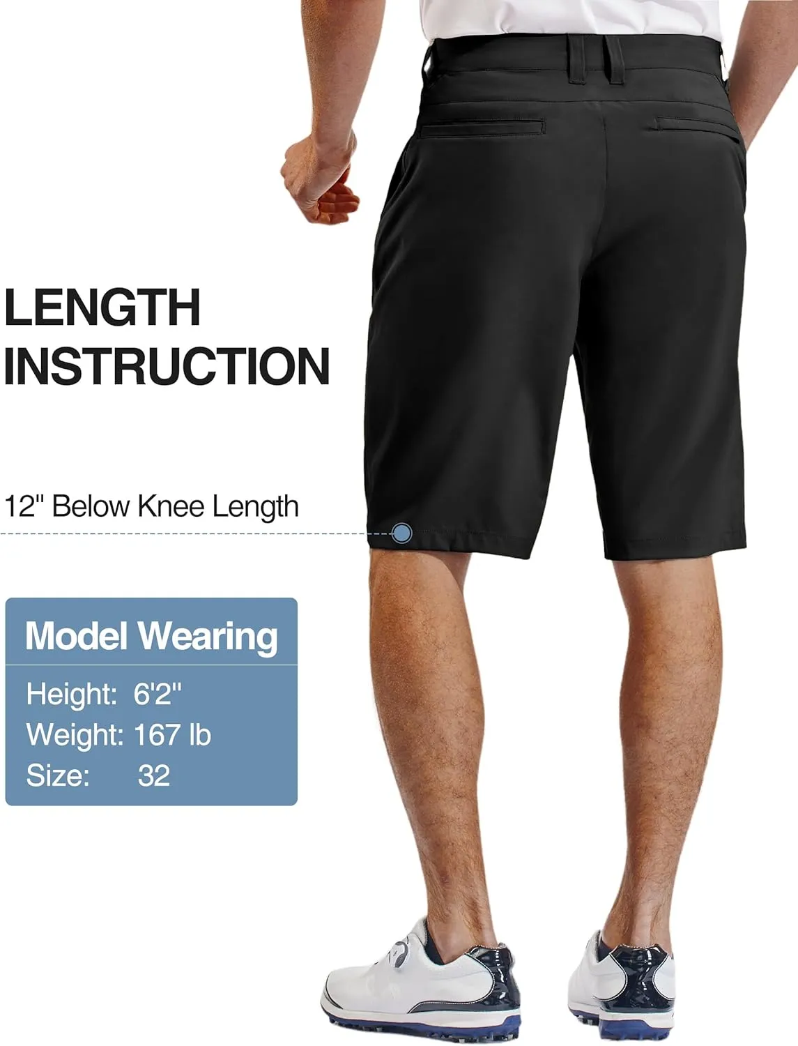 PULI Mens Golf Hiking Shorts Lightweight Casual Dress 12" Inseam Work Stretch Travel Hybrid Quick Drying with Pockets