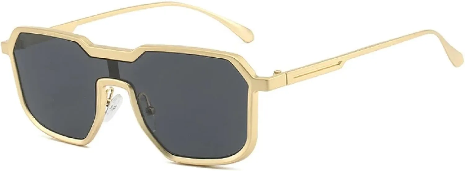 Punk Metal One Piece Sunglasses Women Men Irregular Outdoor Fishing Summer Traveling Sun Glasses Uv400