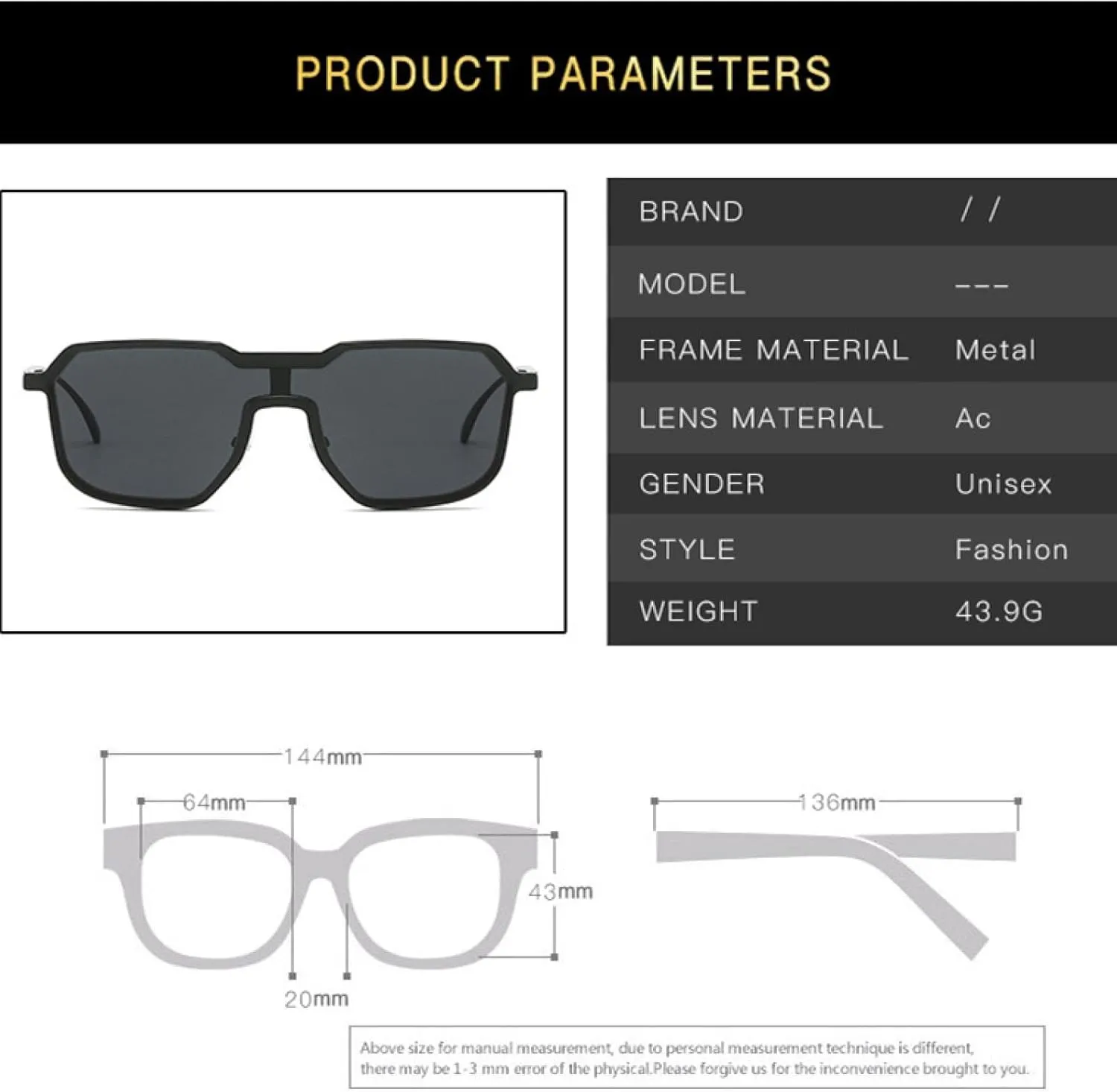 Punk Metal One Piece Sunglasses Women Men Irregular Outdoor Fishing Summer Traveling Sun Glasses Uv400