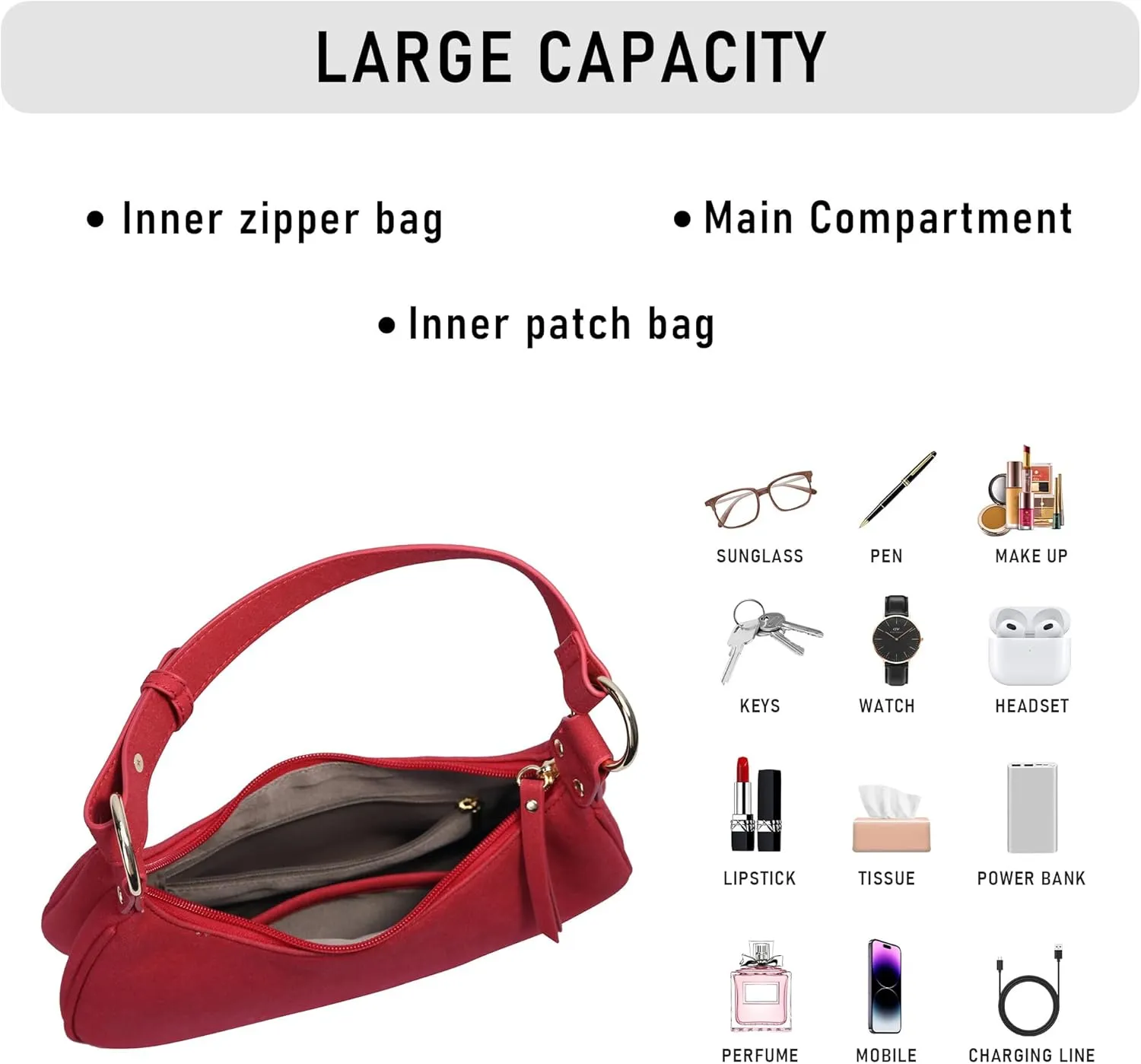 Purse Shoulder bag for women, Cute Mini Clutch Zipper Hobo Tote Handbags