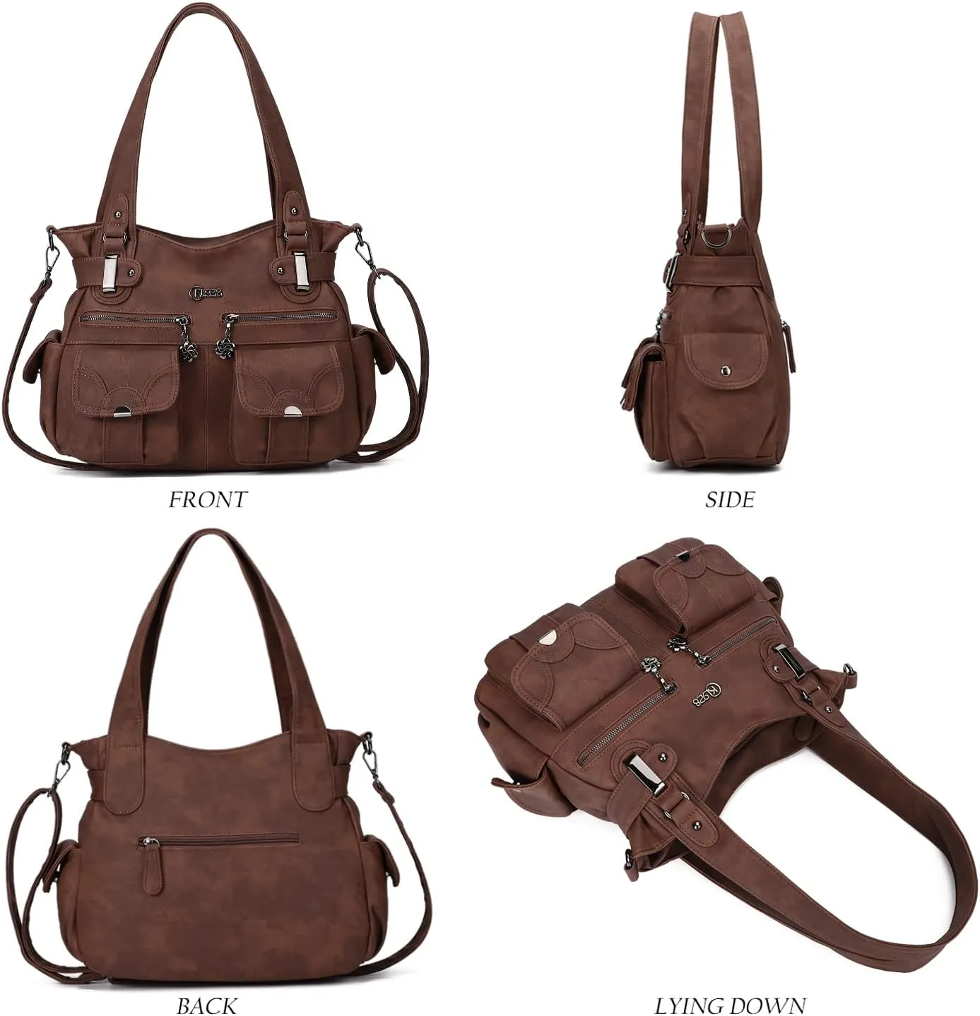 Purses and Handbags for Women Large Hobo Shoulder Bags Soft PU Leather Multi-Pocket Tote Bag