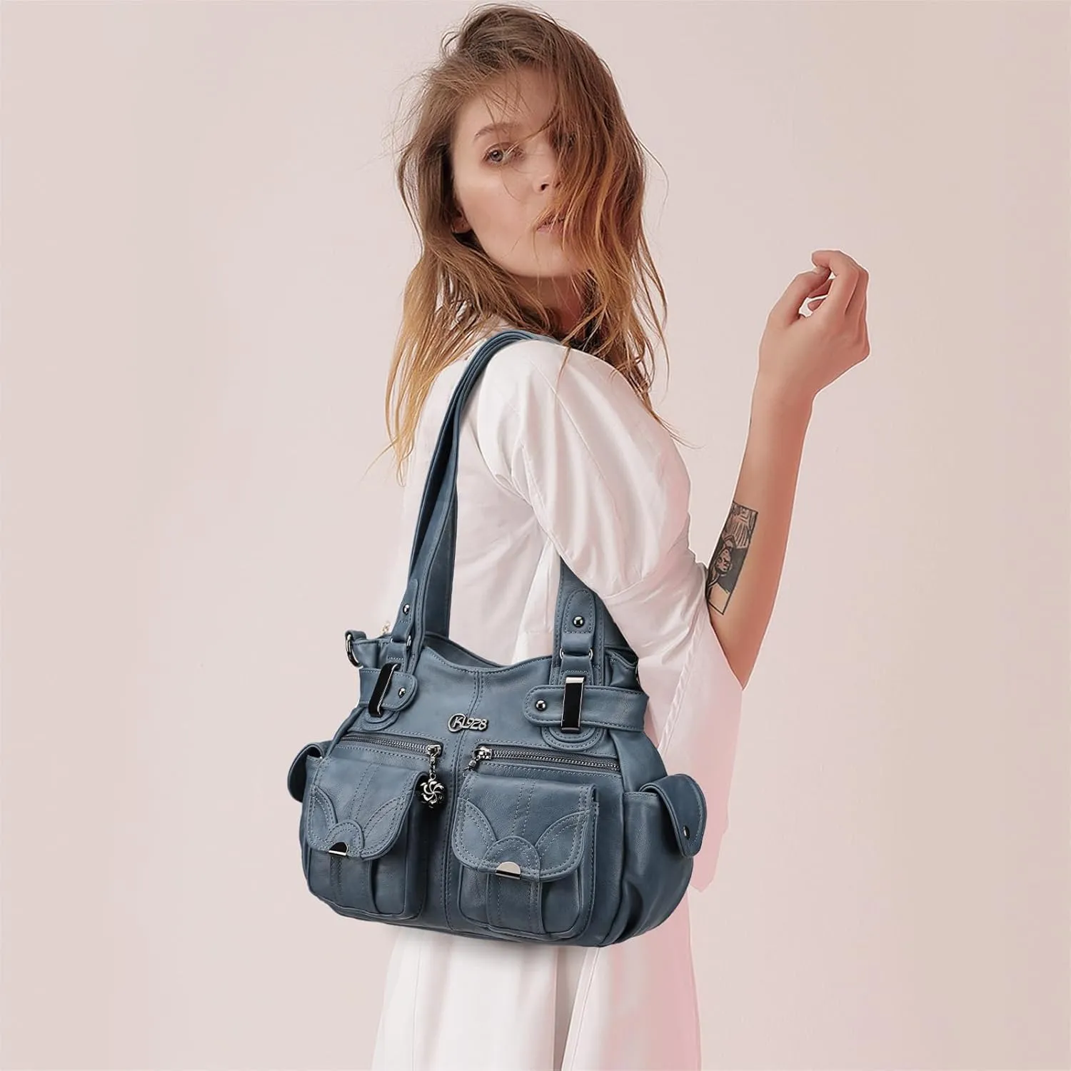 Purses and Handbags for Women Large Hobo Shoulder Bags Soft PU Leather Multi-Pocket Tote Bag