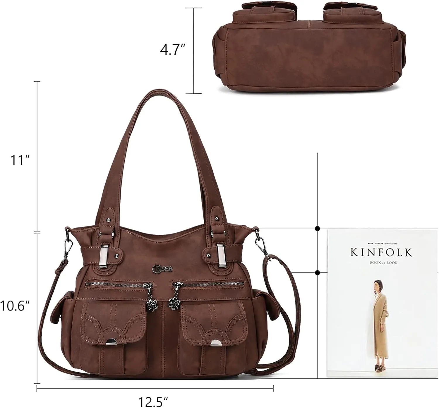 Purses and Handbags for Women Large Hobo Shoulder Bags Soft PU Leather Multi-Pocket Tote Bag