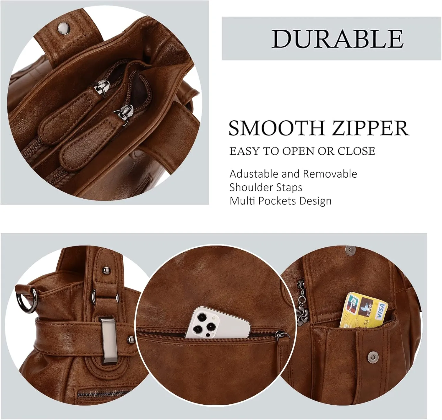 Purses and Handbags for Women Large Hobo Shoulder Bags Soft PU Leather Multi-Pocket Tote Bag