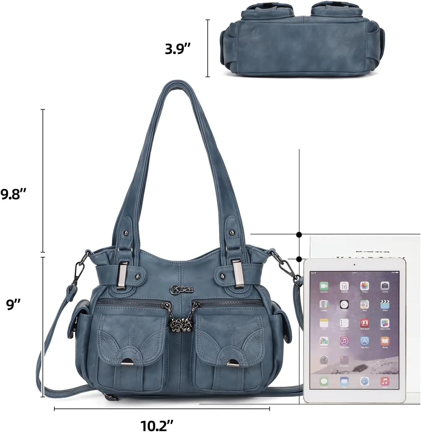 Purses and Handbags for Women Large Hobo Shoulder Bags Soft PU Leather Multi-Pocket Tote Bag