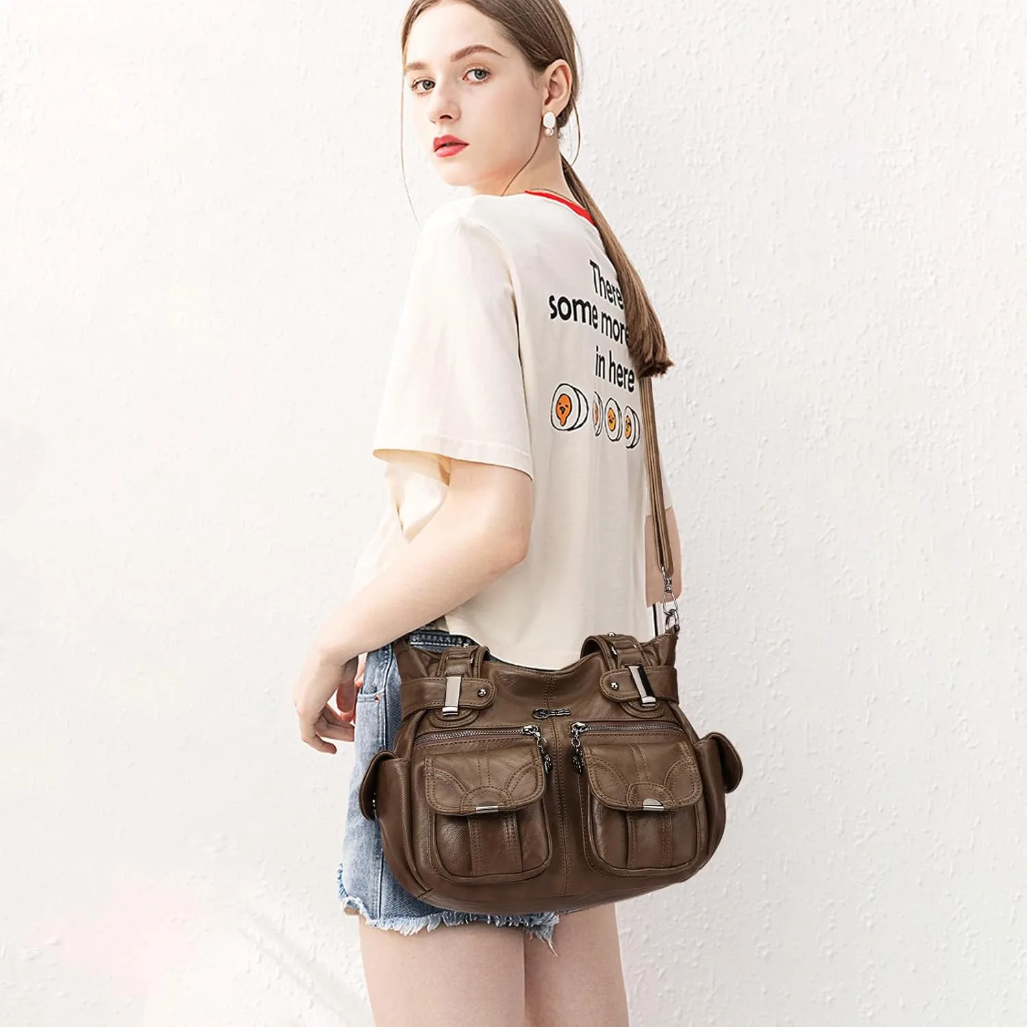 Purses and Handbags for Women Large Hobo Shoulder Bags Soft PU Leather Multi-Pocket Tote Bag